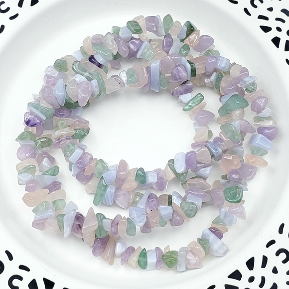 Glass Gemstones Necklace Jewelry - Pastel Gemstones Rock Candy Chips Glass Necklace